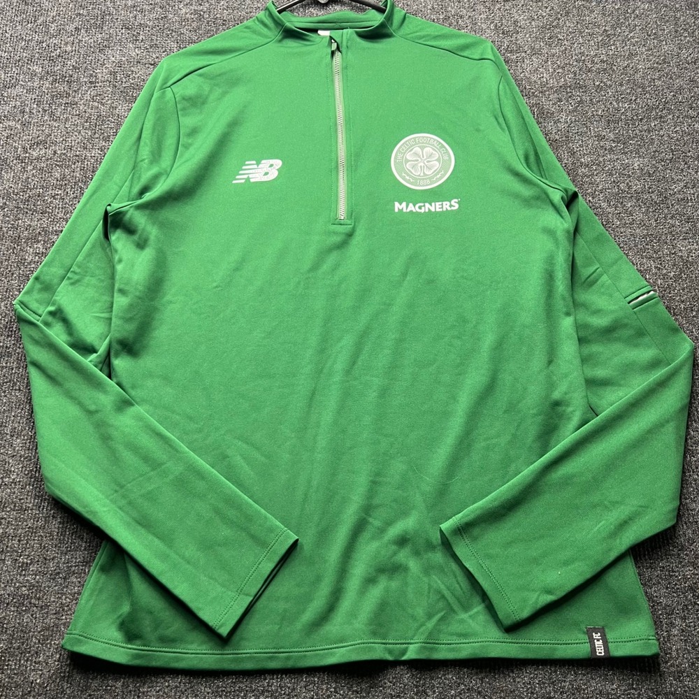 New Balance Celtic FC Training Top Mens XL Green Quarter Zip Soccer Pullover
